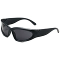 Steampunk sports sunglasses with black carbon fiber texture frame and grey lenses - Carbon Fiber Texture Frame Grey Lens