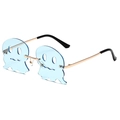 Lustige Pixel-Geist Sonnenbrille mit hellblauen Gläsern und goldenen Metallbügeln - Goldrahmen Hellblaue Gläser