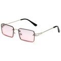 Retro Rechteck-Sonnenbrille mit goldenem Metallrahmen und pinkfarbenen Verlaufsgläsern - Silberrahmen Grau Pink Farbverlauf