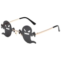 Randlose Sonnenbrille in Geisterform mit goldenem Metallrahmen für Halloween Partys - Goldener Rahmen Graue Gläser