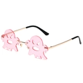 Party-Sonnenbrille in Geisterform mit rosa Gläsern und goldener Metallfassung - Goldener Rahmen Rosa Gläser