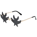 Lunettes de soleil sans monture en forme de chauve-souris avec monture en métal doré - Monture Dorée Verres Gris