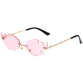 Pink flame shaped rimless sunglasses with gold metal frame and aesthetic fire lens - Gold Frame Pink Lenses