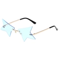 Lunettes de soleil sans monture en forme d'étoile avec verres bleus et monture dorée - Monture Dorée Verres Bleu Clair