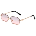 Polygonale randlose Sonnenbrille mit rosa Verlaufsgläsern und Roségold-Metallrahmen - Goldrahmen Farbverlauf Rosa