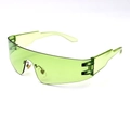 Grasgrüne randlose Sport-Sonnenbrille im Y2K-Stil für Damen und Herren mit UV-Schutz - Transparenter Grüner Rahmen Grüne Verlaufsgläser