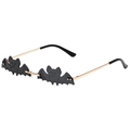 Cool bat shaped sunglasses with gold metal frame and black lenses for Halloween - Gold Frame Grey Lens