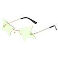 Lunettes de soleil sans monture en forme d'étoile avec verres vert clair et branches dorées - Monture Or Vert