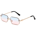 Achteckige randlose Sonnenbrille mit blau-rosa Verlaufsgläsern und Goldmetallrahmen - Goldrahmen Verlaufs-Blau-Rosa Gläser