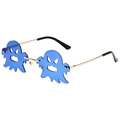 Ghost-Party-Sonnenbrille mit blauen Gläsern und goldener Metallfassung für Festivals - Goldrahmen Dunkelblaue Gläser