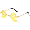 Frameless ghost-shaped sunglasses in vibrant yellow with gold metal temples - Gold Frame Yellow Lens