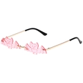 Fledermaus-Sonnenbrille in Rosa mit goldenem Metallrahmen für trendige Partyoutfits - Goldener Rahmen Rosa Gläser