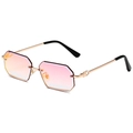 Achteckige Metall-Sonnenbrille mit rosa-blauem Farbverlauf und goldenen Bügeln - Goldener Rahmen Rote Spiegelgläser