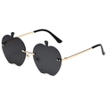 Lunettes de soleil sans monture en forme de pomme avec verres gris et branches dorées - Monture Dorée Verres Gris