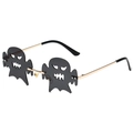 Randlose Sonnenbrille in Geisterform mit goldenem Metallrahmen für Halloween-Partys - Goldener Rahmen Graue Gläser