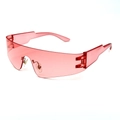 Rahmenlose, rosa-transparente Sport-Sonnenbrille im Punk-Stil mit einteiligem Glasdesign - Transparenter Rosa Rahmen Verlaufrosa Gläser