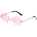 Randlose Sonnenbrille in Geisterform mit rosa Gläsern und goldenem Metallgestell - Goldener Rahmen Rosa Gläser