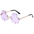 Modische lila kleeblattlose Sonnenbrille mit elegantem goldenem Metallrahmen - Goldrahmen Lila Gläser