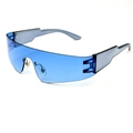 Rahmenlose Punk-Sportsonnenbrille mit blauem Monoglas und grauen, lichtdurchlässigen Bügeln - Transparenter Blauer Rahmen Verlauf Blaue Gläser
