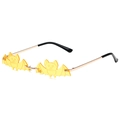 Coole gelbe randlose Sonnenbrille in Fledermausform mit goldenem Metallrahmen - Goldener Rahmen Gelbe Gläser