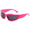 Gafas de sol deportivas Y2K con montura rosa y lentes negras envolventes retro - Marco Rosa Rojo Lentes Grises