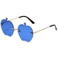 Lunettes de soleil sans monture en forme de pomme avec verres bleus et métal doré - Monture Dorée Verres Bleu Foncé