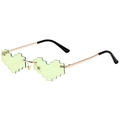 Lunettes de soleil cœur pixelisées à la mode avec verres verts et monture en métal doré - Monture Dorée Verres Verts