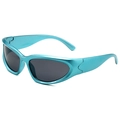 Gafas de sol deportivas envolventes con montura azul eléctrico y lentes gris oscuro - Montura Azul Lentes Grises