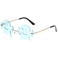 Randlose Sonnenbrille in Geisterform mit hellblauen Gläsern und goldenem Metallgestell - Goldrahmen Hellblaue Gläser