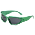 Gafas de sol deportivas steampunk con montura verde metálico y cristales grises - Montura Verde Lente Gris