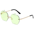 Lunettes de soleil sans monture en forme de pomme avec verres vert clair et or - Monture Or Vert