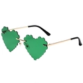 St. Patrick's Day green pixel heart sunglasses with gold metal frame and resin lenses - Wavy Heart
