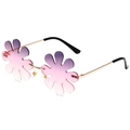 Frameless flower shaped sunglasses with purple gradient lenses and gold metal temples - Purple to Pink Gradient
