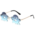 Halloween-Geister-Sonnenbrille mit blauem Farbverlauf und Goldmetallrahmen für Partys - Goldrahmen Grau-Blaue Gläser