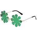 Creative flower-shaped sunglasses with green lenses and gold metal frame for party style - Flower