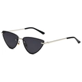 Occhiali da sole cat-eye in metallo con lenti grigio scuro e montatura sottile argento - Montatura Argento Lente Grigia