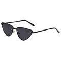 Lunettes de soleil œil de chat en métal noir avec monture mince pour femmes - Monture Noire Verres Gris