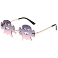 Randlose Geister-Sonnenbrille mit lila Verlaufsgläsern und goldenem Metallgestell - Goldener Rahmen Grau-Rosa Gläser