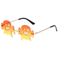 Randlose Sonnenbrille in Geisterform mit orangefarbenem Verlauf und Goldmetallrahmen - Goldrahmen Orange-Gelbe Gläser