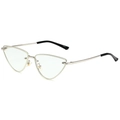 Lunettes de soleil œil de chat en métal avec monture argentée et branches noires - Monture Argentée Verres Transparents