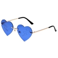 Frameless heart shaped sunglasses with blue lightning pattern lenses and gold metal frame - Gold Frame Dark Blue Lens