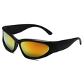 Steampunk sports sunglasses in matte black frame with orange gradient mirrored lenses - Black Frame Red Mirrored Lens