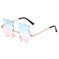 Tiger cartoon novelty sunglasses with gold metal frame and blue-pink gradient lenses - Gold Frame Blue to Pink Gradient