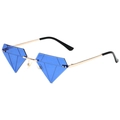 Occhiali da sole senza montatura con lenti blu taglio diamante e montatura dorata - Montatura Oro Lenti Blu Scuro