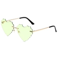 Randloze hartvormige zonnebril met lichtgroene gegolfde glazen en goud metalen frame - Gouden Frame Groen