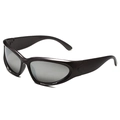 Steampunk sports sunglasses featuring matte black frames and silver mirrored lenses - Gunmetal Frame Silver Mirrored Lenses