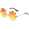 Fashion sunflower rimless sunglasses with orange-yellow gradient lenses and gold metal frame - Orange