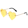 Rimless heart-shaped party sunglasses with yellow lenses and lightning bolt cutouts - Gold Frame Yellow Lenses