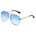 Occhiali da sole aviatore classici con montatura argento e lenti sfumate blu - Montatura Argento Sfumata Blu