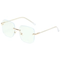 Frameless square blue light glasses with gold metal frame and white pearl decorations - Gold Frame Orange Legs